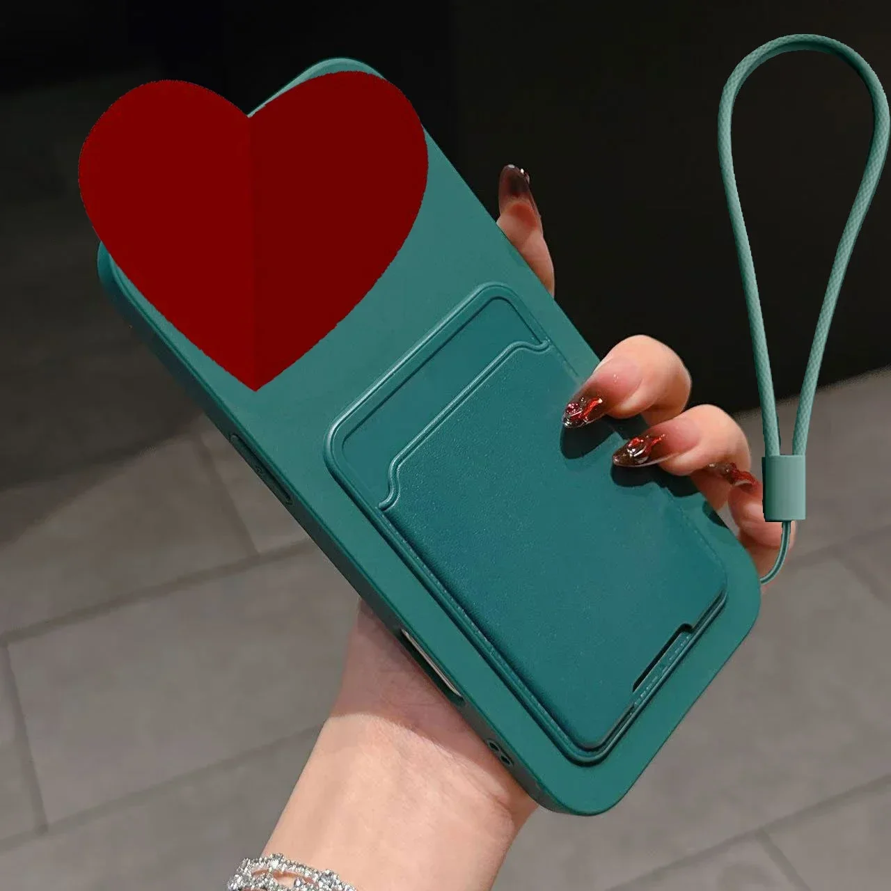 Liquid Silicone Card Holder Phone Case with Shockproof Back Pocket Wallet