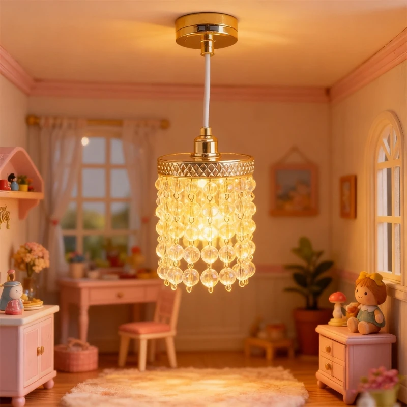 1:12 Scale Dollhouse Mini Table Lamp Modern Furniture Model Miniature Bedside Reading Lamp Toys Doll House Room Light Decor