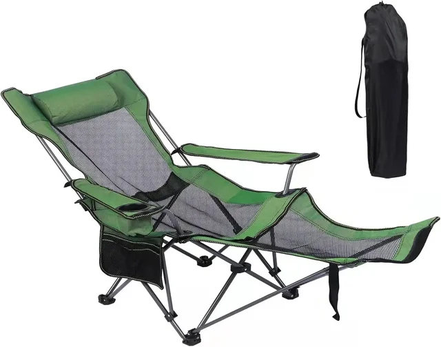 Portable Reclining Camping Lounge Chair with Footrest 1