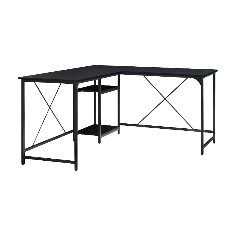 Mainstays Two-Way Convertible Desk with Lower Storage Shelf, Charcoal Finish and Black Metal Frame 6