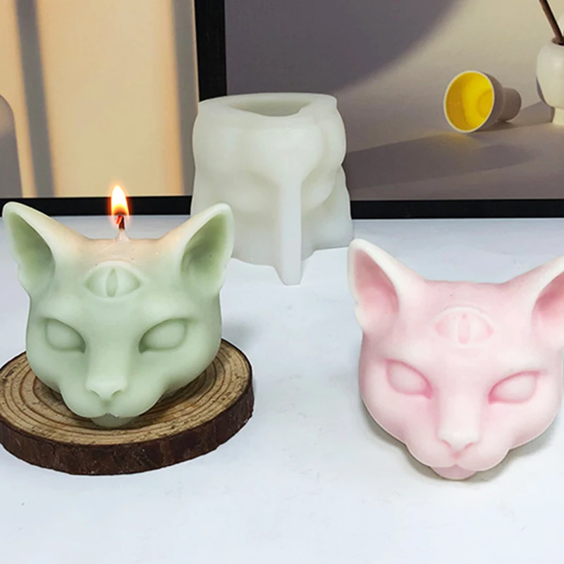 Description Picture 3 of itemIns Cat Head Candle Silicone Molds DIY Scented Candle Plaster Epoxy Resin Molds Chocolate Cake Baking Molds Home Decorations