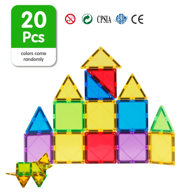 20PCS Big Size DIY Magnet Construction Toy Building Blocks Designer Magnetic Tiles Constructor Set for Preschool Kids Toddler 1