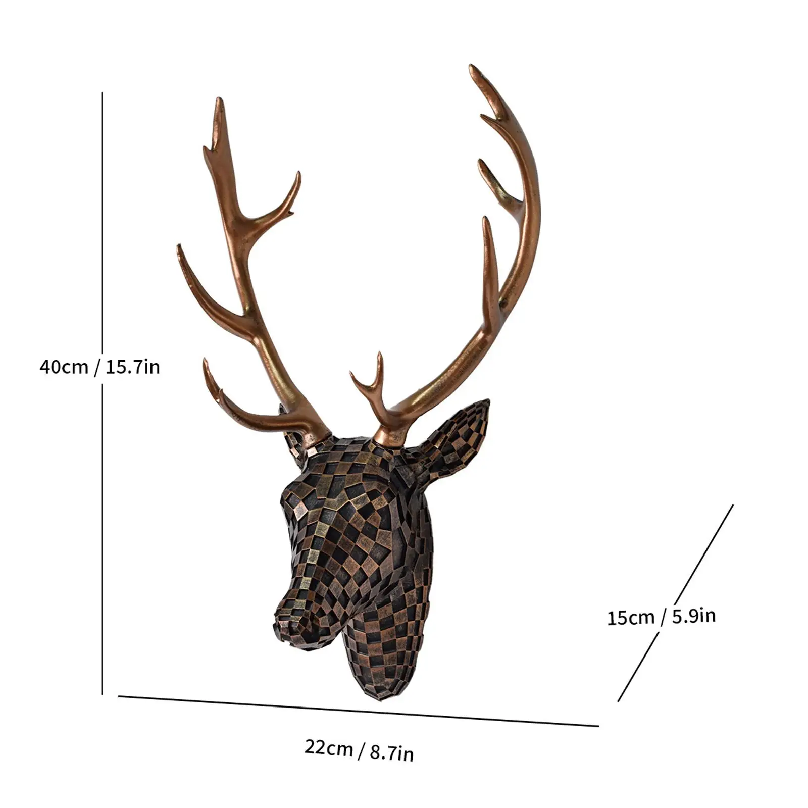 Deer Head Wall Mount Decor Creative Home Decor Artwork Wall Decor Hanging Ornament for Bedroom Office Living Room Indoor Hotel
