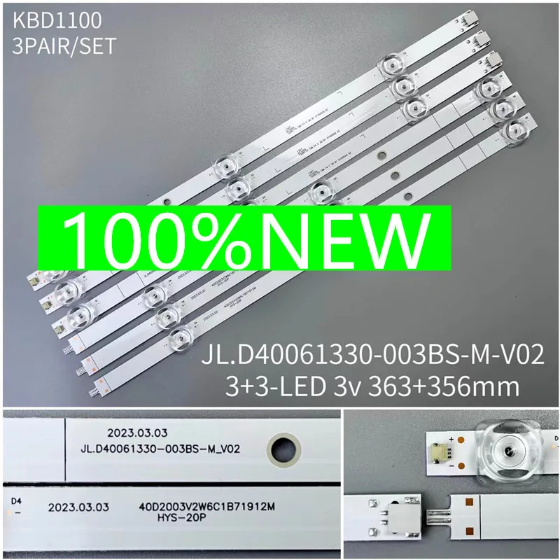 

FOR Hisense HZ40E35D JL.D40061330-003BS-M_V02 3+3LED Concave cap 363MM+356MM 3V 100%NEW LED backlight strip