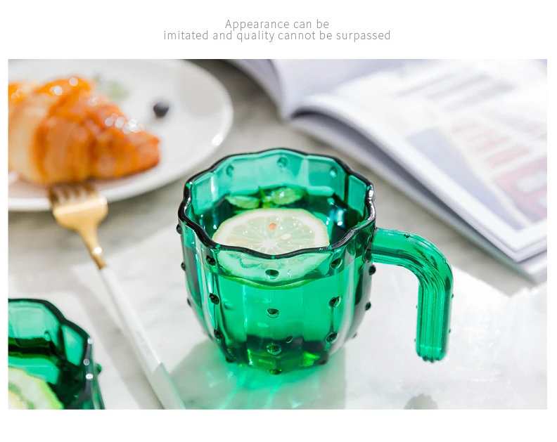 Glass Cup Set Cactus Glasses Juice Mugs Green Stained Glass Juice Coffee Mug  Tea 6 Pcs/set Water Cups Gift For Drinking Suit - Glass - AliExpress