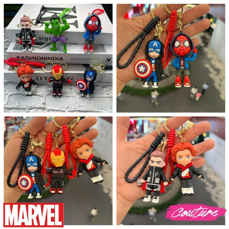 

Marvel Spider Man Anime Doll Pendant Action Figures Avengers Iron Man Captain America Keychain Bag Keyring Kids Birthday Gifts