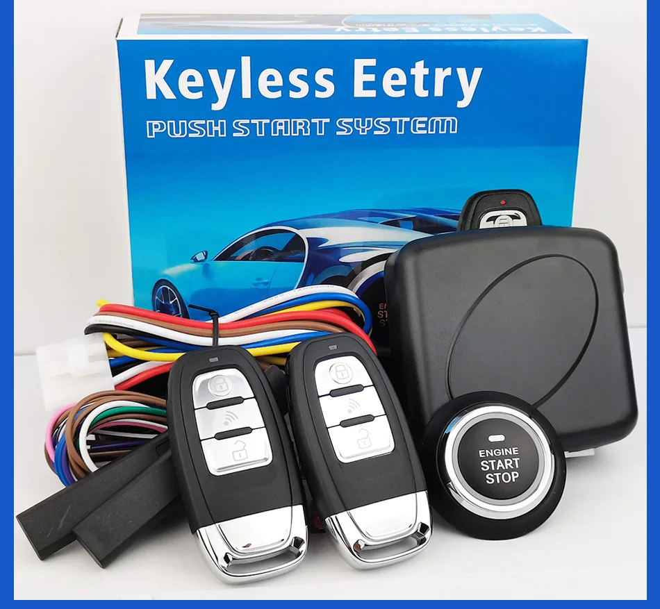 Universal PKE  keyless entry one-button start car auto push start stop engine alarm system Remote Central Lock car accessories front sensor for car