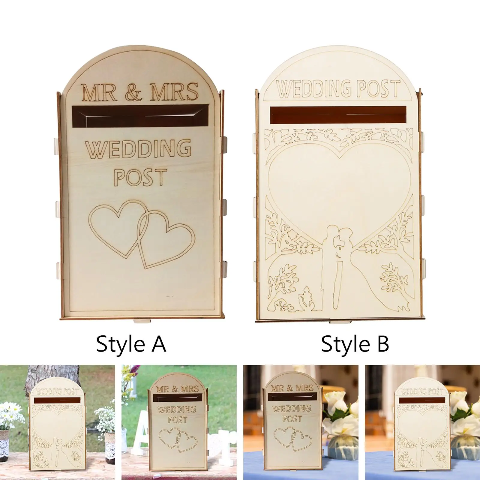 Wedding Card Box Wooden Rustic Wedding Decor Envelope Box Post Letterbox Bridal Shower Reception Party