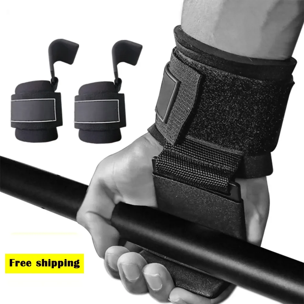Weight Lifting Hooks for Weight Training, Hand-Bar, Wrist Straps, Gym Fitness Hook, Pull-Ups, Power Lifting Gloves, 1 Pc, 2 Pcs