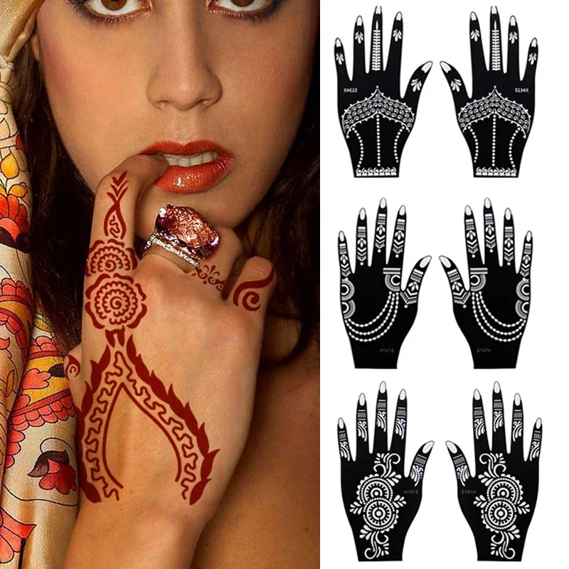 Temporary Tattoo Stencil Hand Henna DIY Body Art Sticker Template