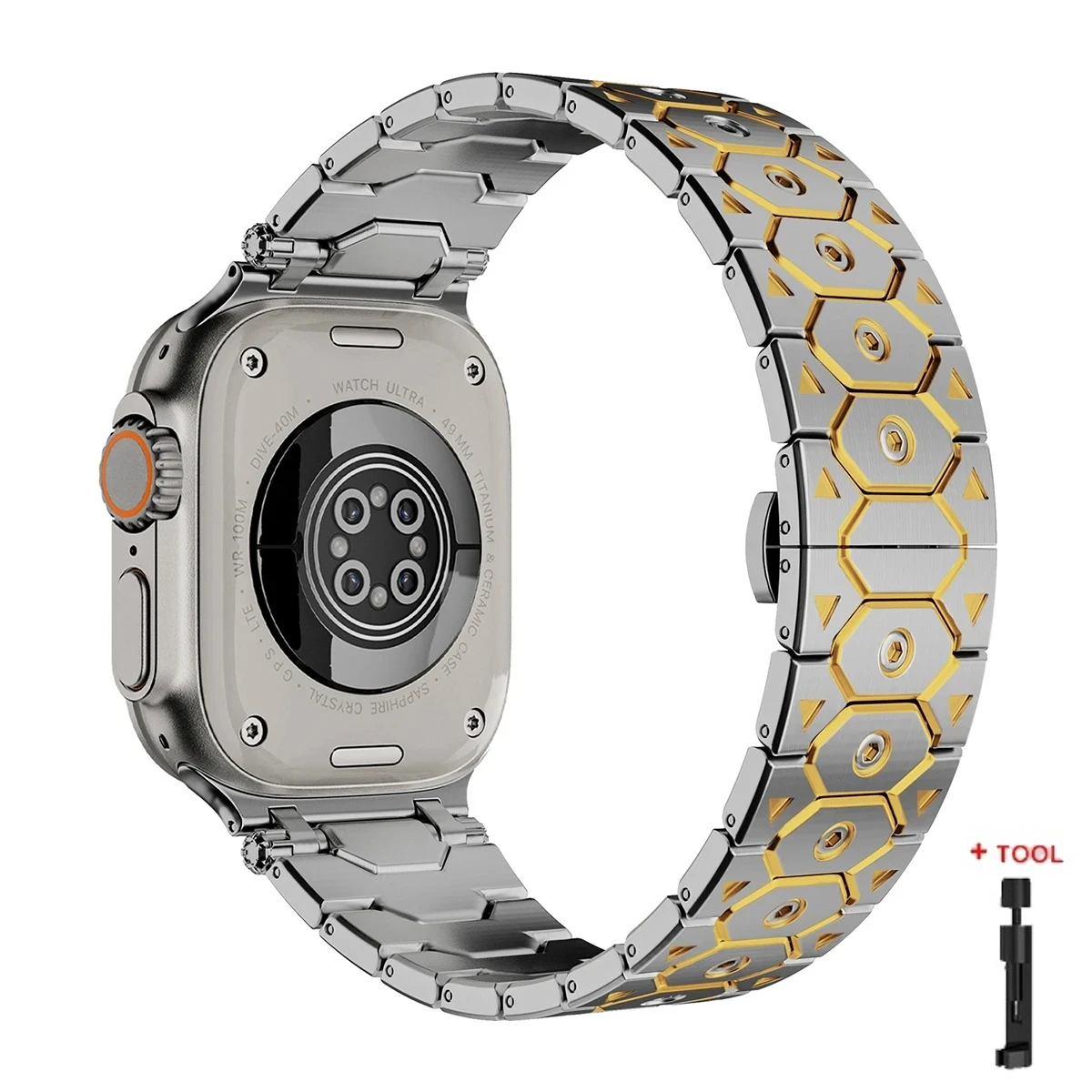 Luxurious Titanium Color Stainless Steel Watch Bracelet