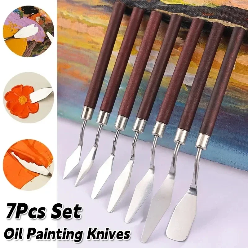 Stainless Steel Oil Painting Knives 7Pcs/Set Artist Crafts Spatula Palette Knife Scraper Drawing Art Tools Stationery Supplies