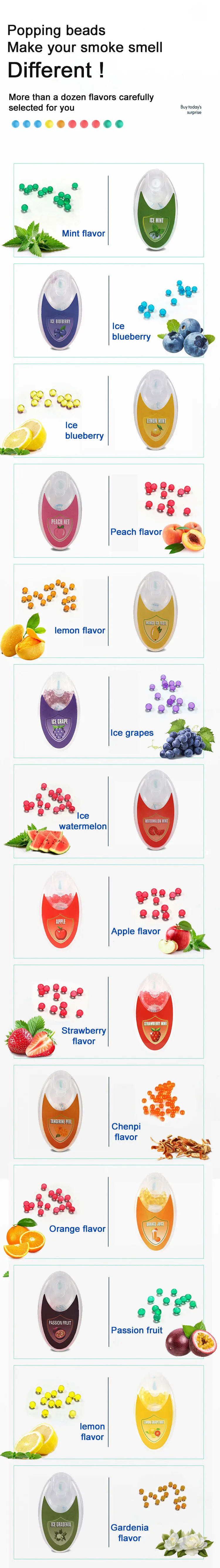 100pcs Mixed Fruit Flavor Capsule Mint Beads Ice Pops Cigarette Filter Brush Ball for Smoking Accessories DIY Tobacco Holder