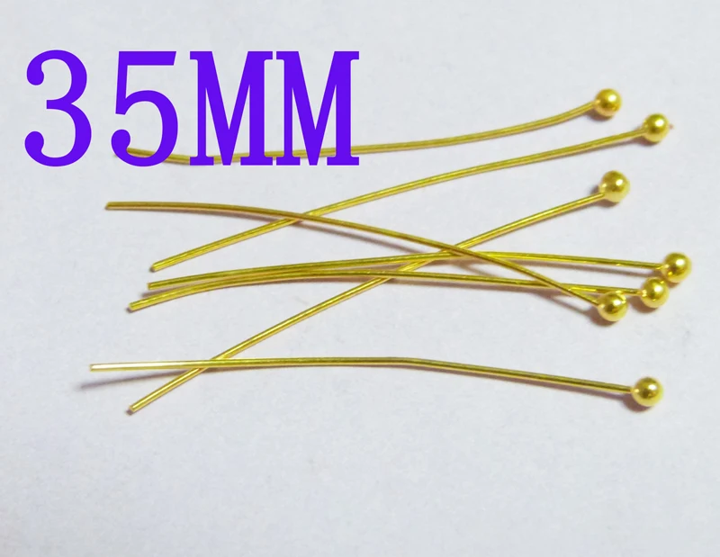 

2000PCS 35mm Gold Plated Ball head pins ballpins Nickel and Lead Free Jewelry Findings Accessories