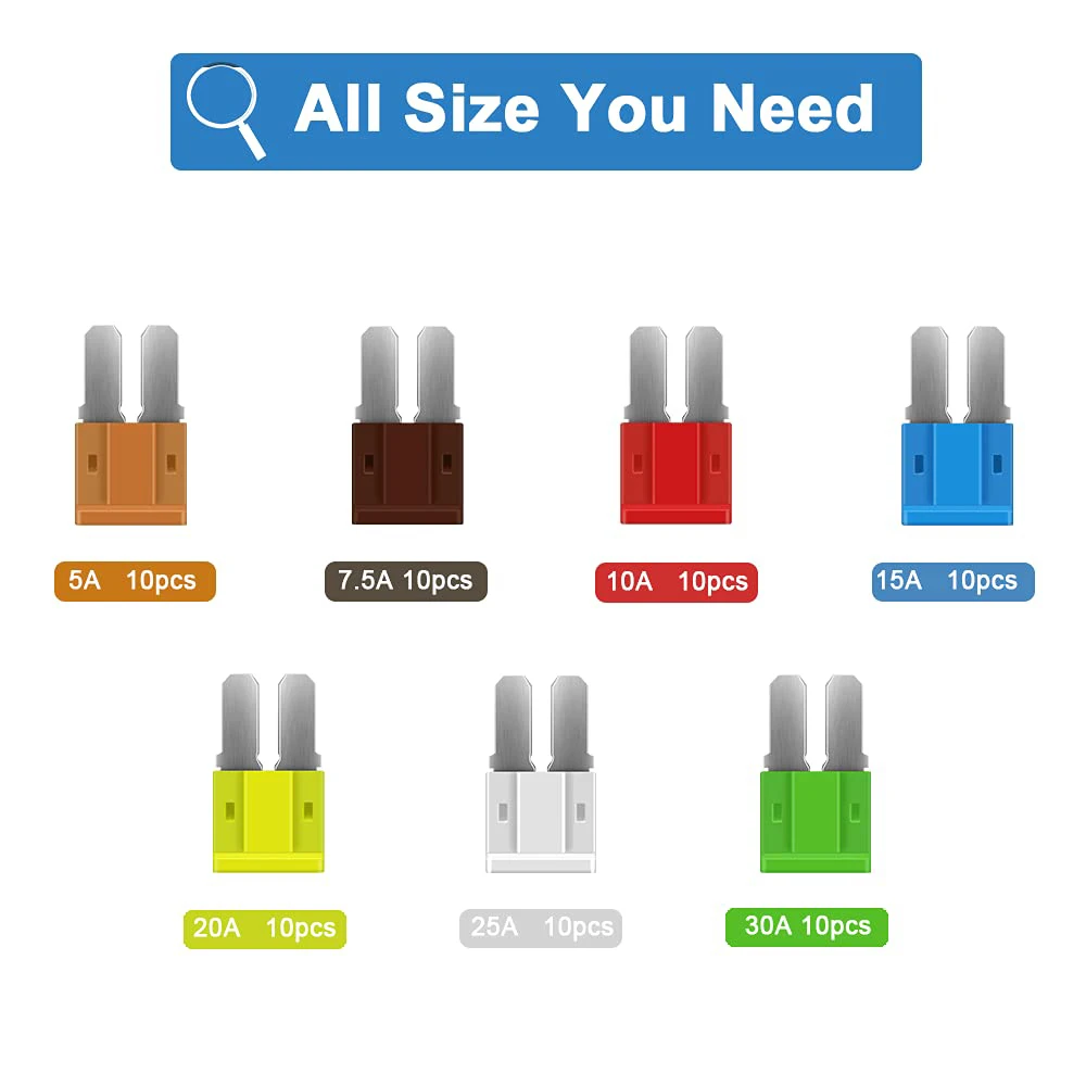 Micro2 auto fuse-105 ATR blade fuse kit product combination 5A 7.5A 10A 15A 20A 25A 30A used for replacement of cars ships car fuses kit,circuit adapters and fuse set,glass fuse kit,marine fuse block