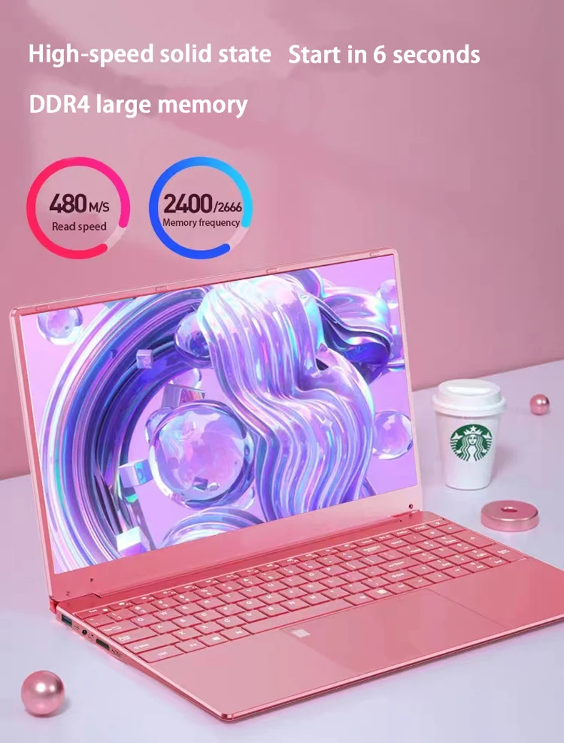 S8569b737ae334154af68762672cb37916 Woman Laptop Windows 10 Office Education Gaming Notebook Pink 15.6“10th Gen Intel Celeron J4125 12G RAM 1T Dual WiFi Narrow Side