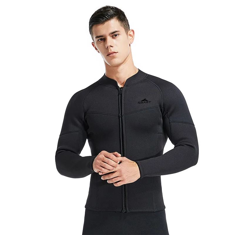 3MM Wetsuit Jacket Men Long Sleeve Neoprene Front Zipper Surf Winter Swim Warm Surf Upstream Size XXXL