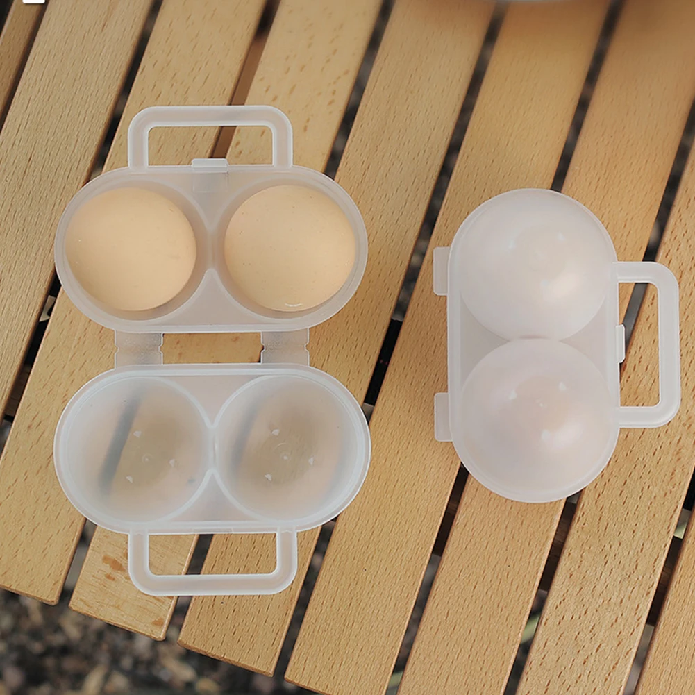 1/2Pcs 2 Grid Egg Box Egg Container Anti-fall Organizer Box Anti Shake Boiled Holder Case with Handle for Camping Picnic egg storage box