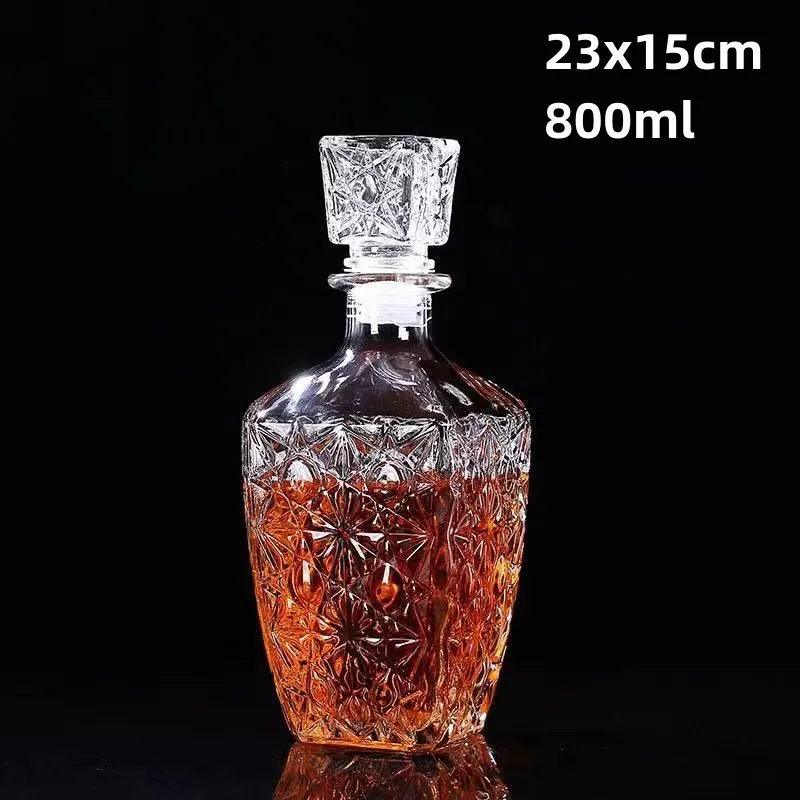 thumbnail image 1 of Botella de vino de cristal cuadrada, creativa, transparente, de lujo, sin plomo, decantador de whisky, recipiente para alcohol, vertedor de vino, jarra para bar, 1 of 5