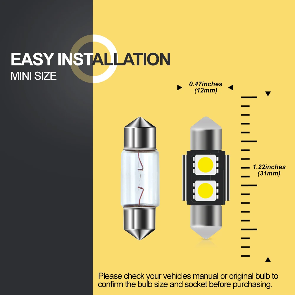 ڵ Ʈ LED , ĵ 佺 DE3021 3175 6428 SMD ׸  , Ʈũ  ǵ, 10x DE3022 DE3175, 31mm