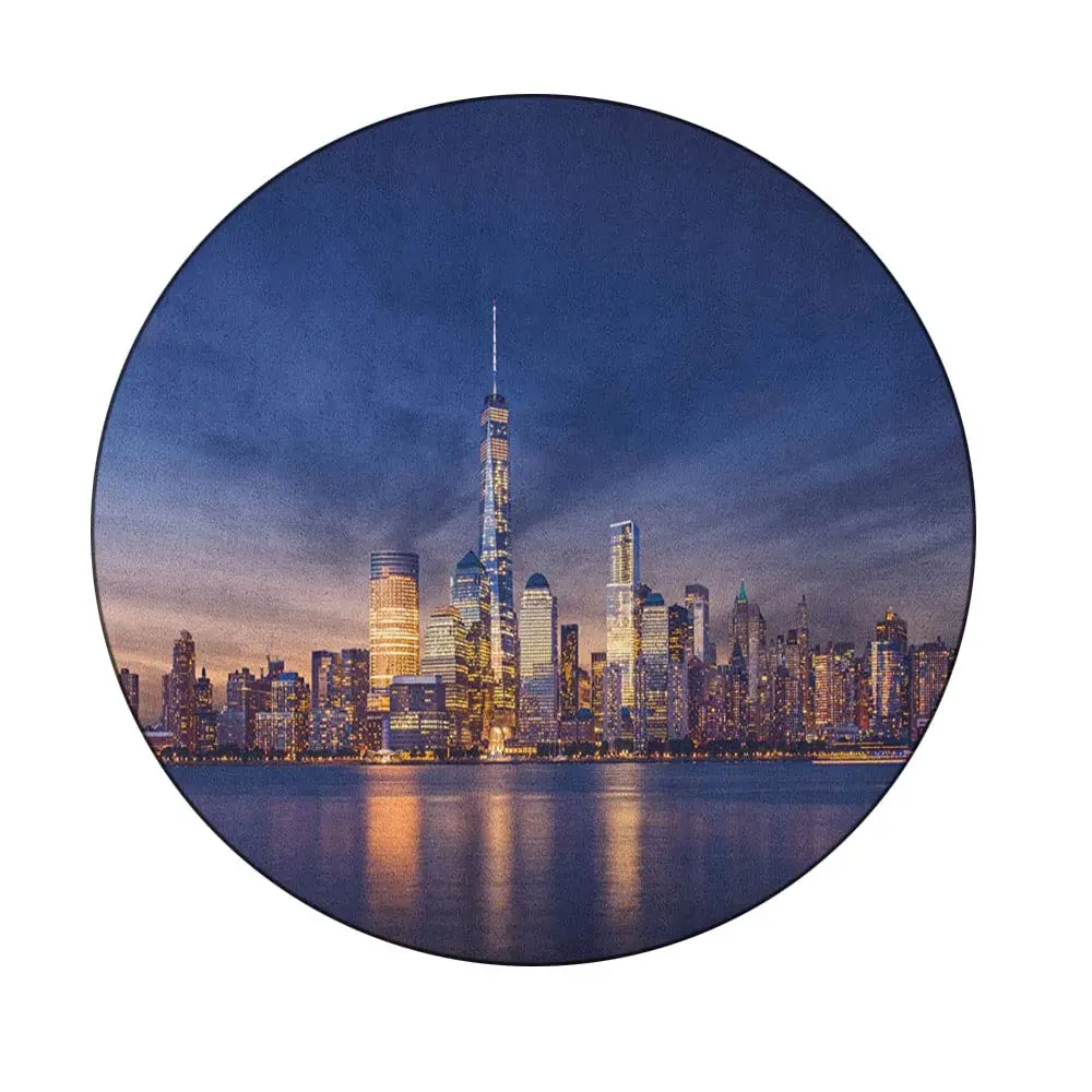 

Cityscape Round Tablecloth, Elastic Edged Tablecloth, Waterproof Fitted Tablecloth Buffet Table Parties Picnic Holiday Dinner