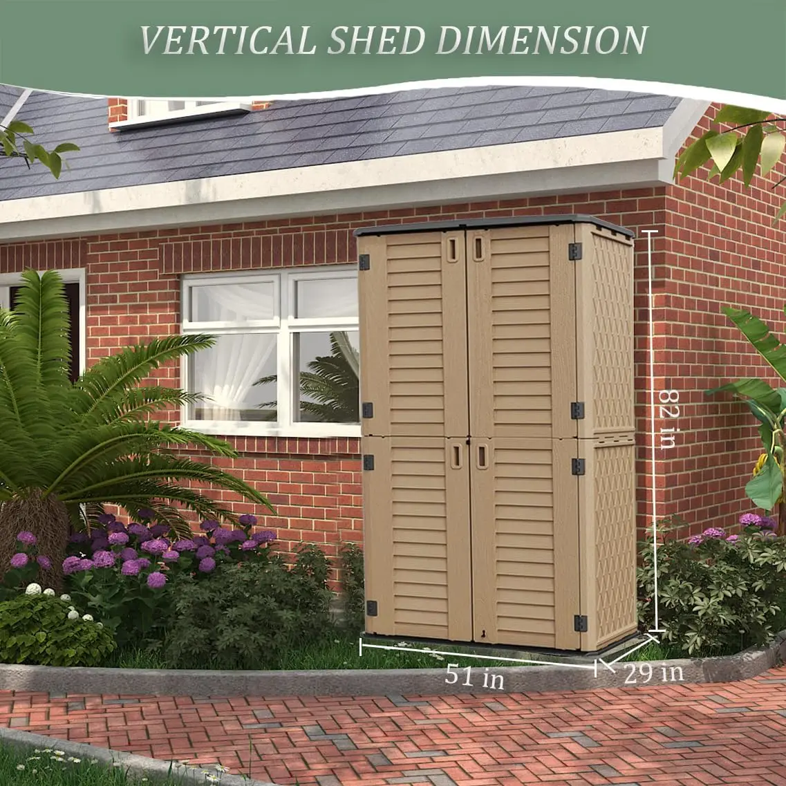2025-hottorage Shed Weather Resistance, Multi-Purpose Outdoor Storage Cabinet for Backyards and Patios, Horizontal Storage Shed