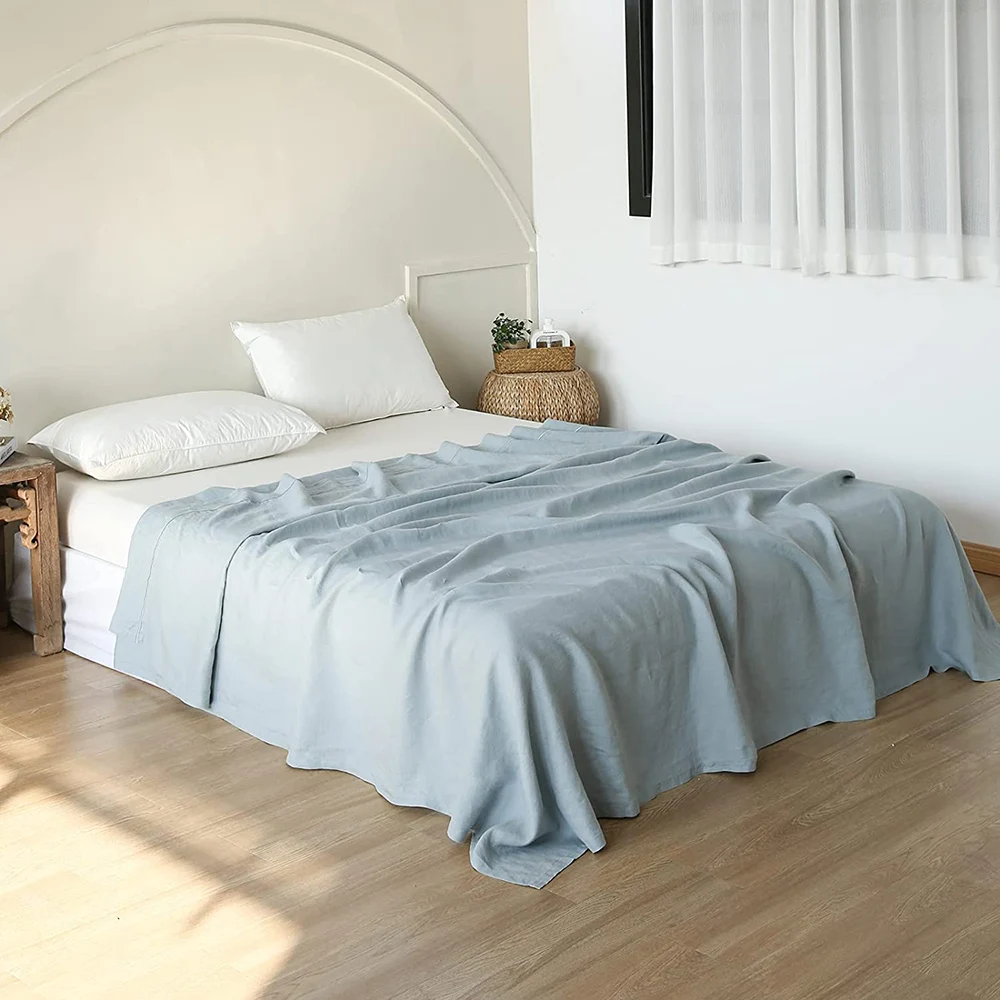 Simple&Opulence 1pc 100 Linen King Queen Size Flat Sheet Bedsheets Bed