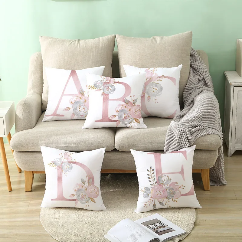 

Pink Letter Cushion Cover Decorative Pillow Cover Home Decor Sofa Living Room Pillowcase for Sofa Pillowcover Wedding Decor