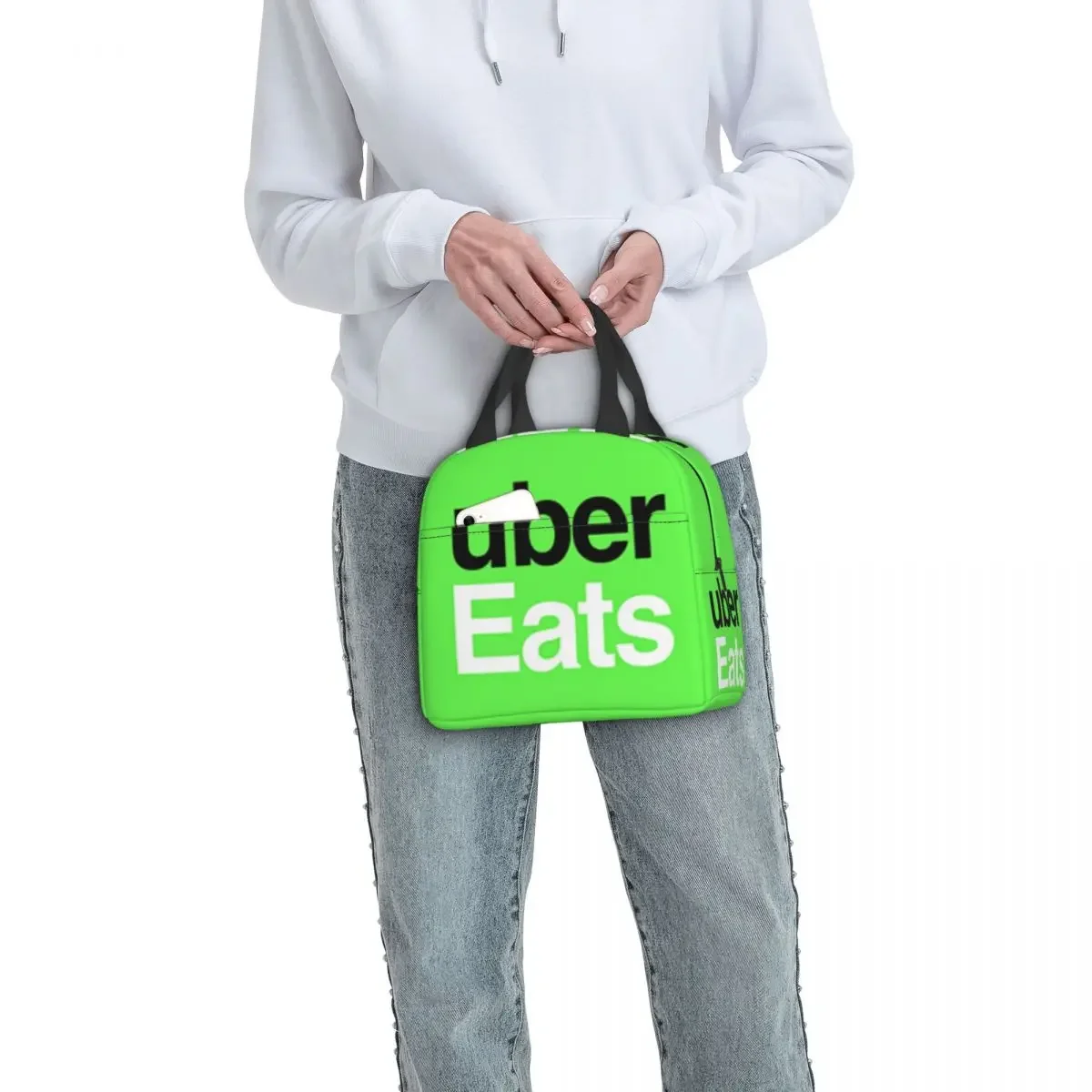 Ubereats 단열 점심 도시락 가방, 휴대용 피크닉 가방, 열 냉각기 도시락 토트, 여성 직장 어린이 학교