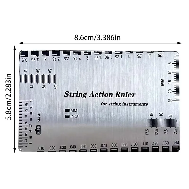 Stainless Steel Guitar String Changing Tool String Ruler String Action Gauge Action Gauge For Luthiers For Guitar Ukulele Bass 1PC