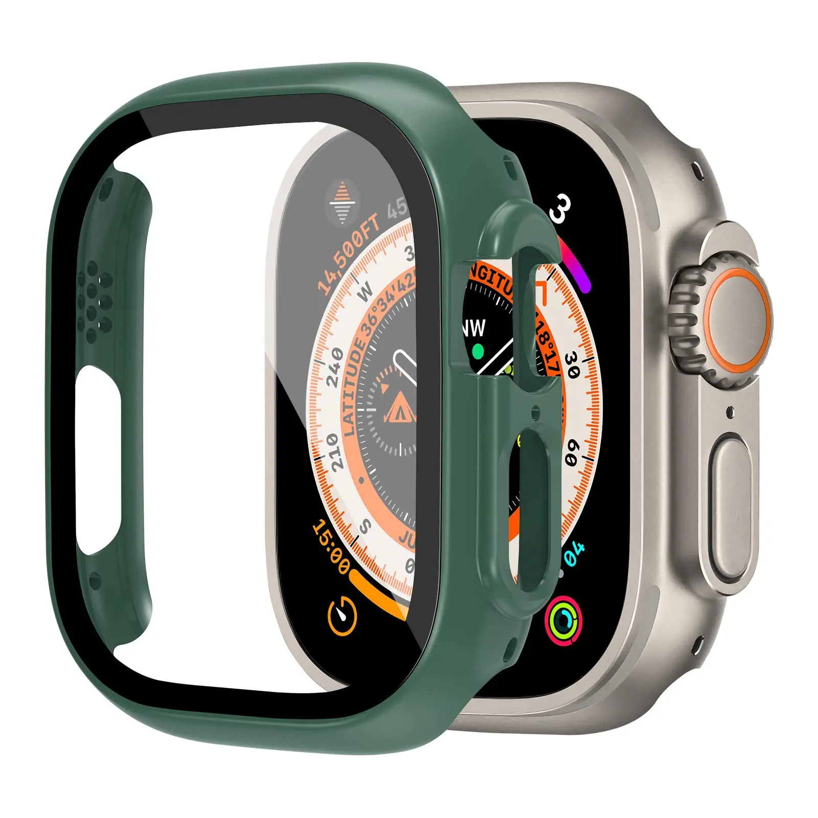 Durable Shockproof Apple Watch Ultra Case with Tempered Glass Protector