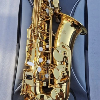 New JAS669 New Alto Eb Tune Saxophone Instrument Lacquered Gold Sax with Case