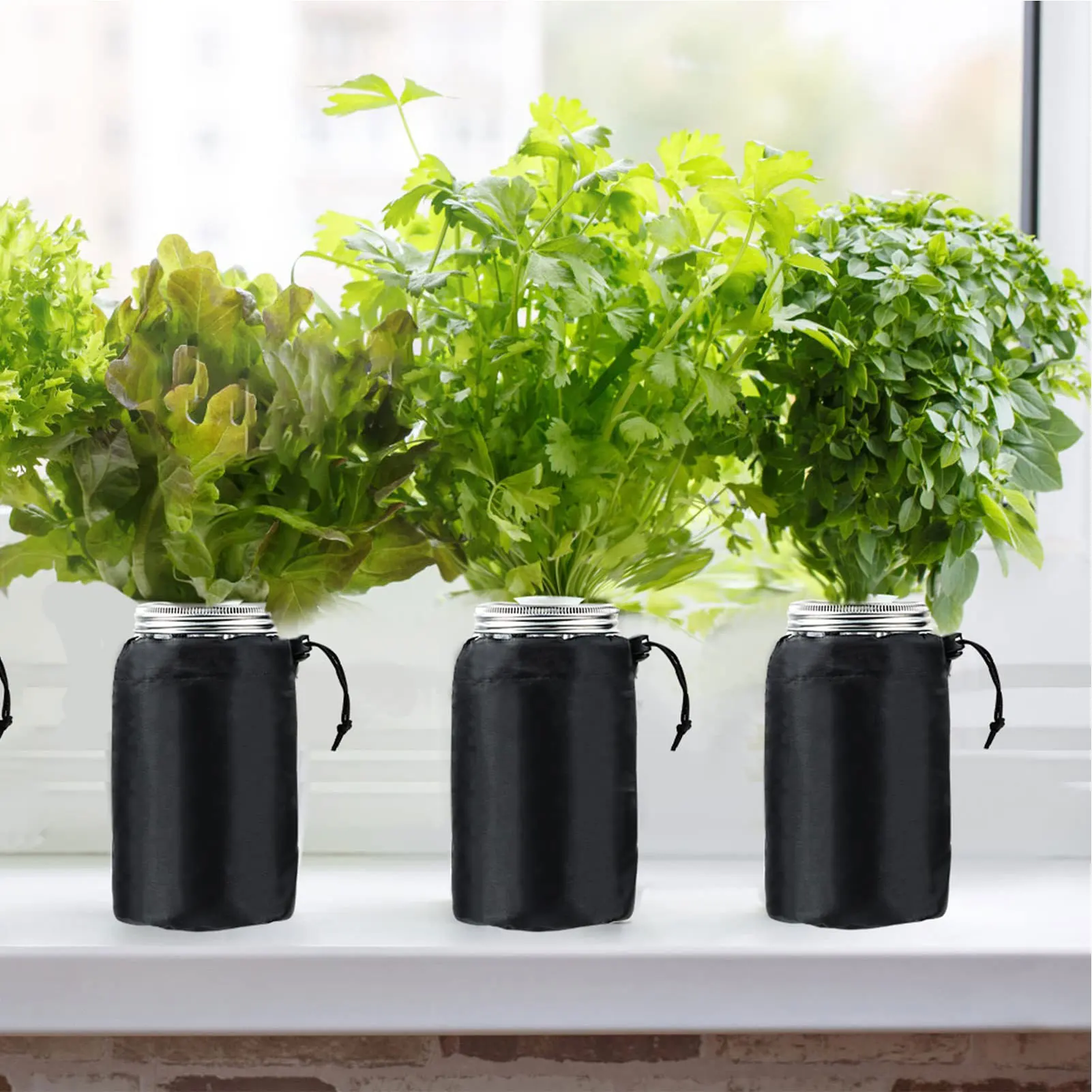 Blackout Sleeves for Mason Jars Wide Mouth Mason Jar Grow Cover Washable Sprout Jar Shade Cover with Adjustable Buckle