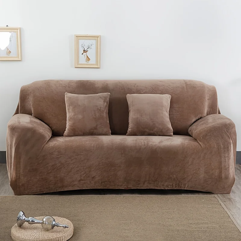 Sofa Cover Furniture Cover Velvet Solid Color Thicken Elastic Sofa Slipcover Non-slip Sofa Cover Couch Cover Furniture Protector for Living Room Home Decor