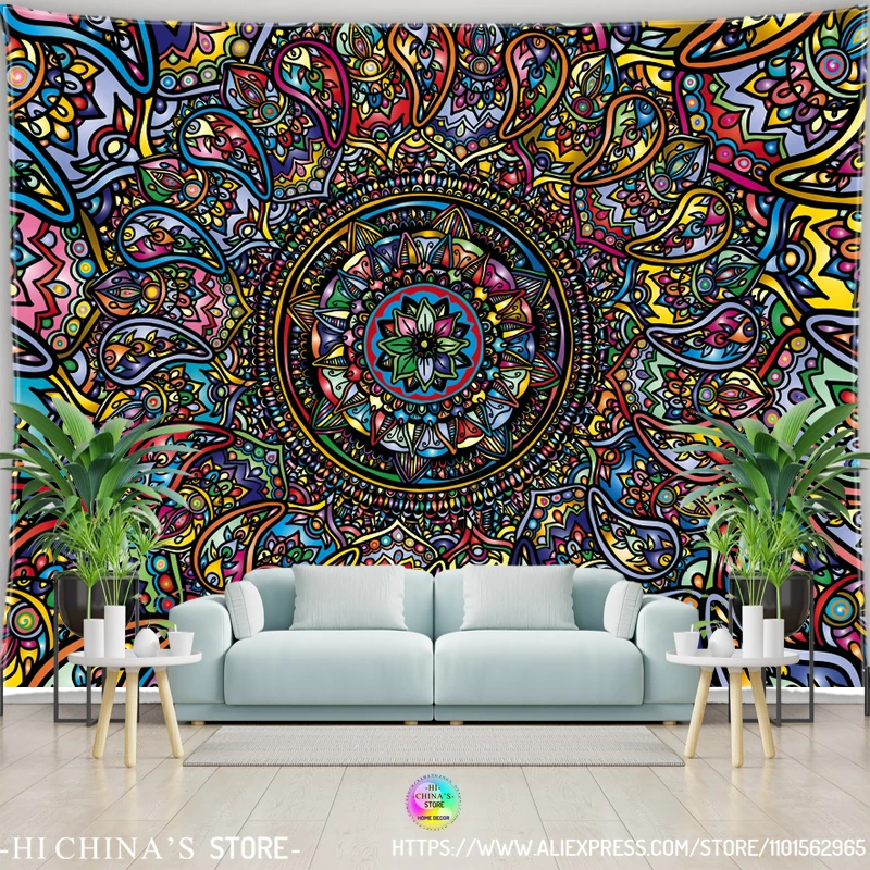 Tapisserie murale indienne mandala à suspendre - Tapisserie hippie