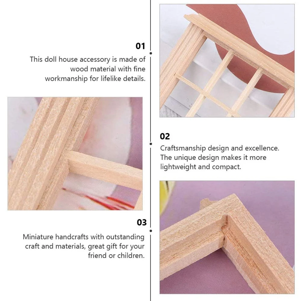 2Pcs Mini Furniture Doll House Miniature Window Frame Model Decoration Windows Dollhouse Furniture Toy 3