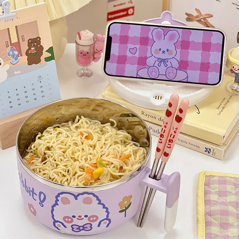 Bol A Nouilles Instantanées Bol à Ramen 1200 Ml En Acier Inoxydable 304 - Avec Couvercle, Cuillère-Fourchette Et Anneau Étanche - Garde Au Chaud 2h, Idéal Nouilles Instantanées Bol Ramen Acier Inoxydable