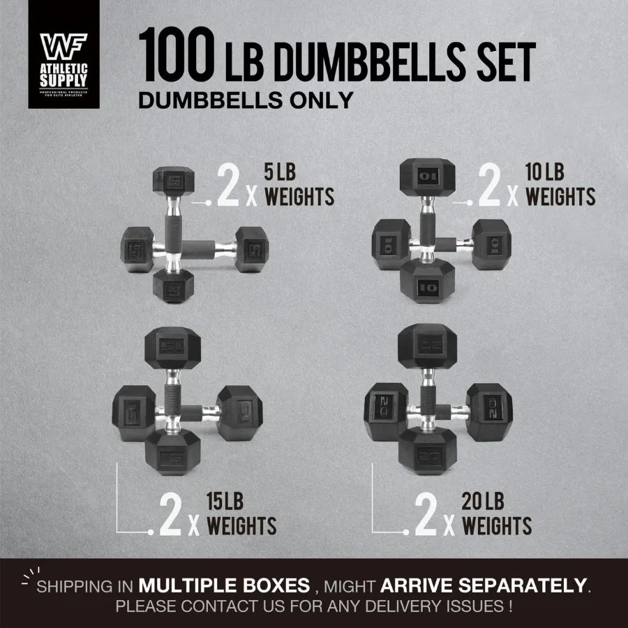 Rubber Encased Hex Dumbbells with Rubber Grip Contoured Handle for Muscle Toning, Strength Building & Full Body Workout