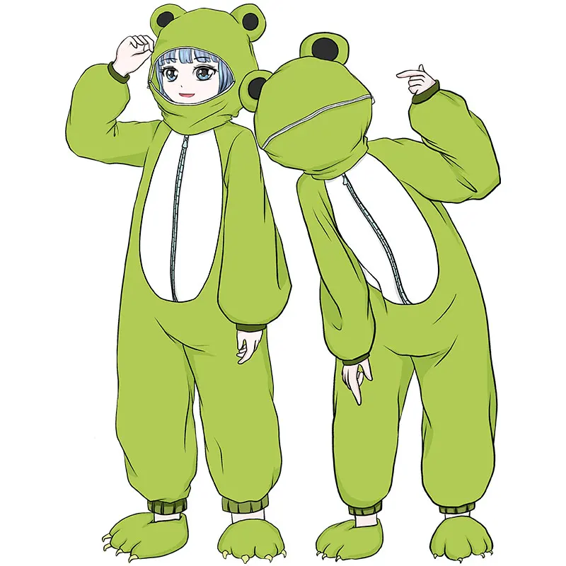 Anime Panda Frog Lovely Pajamas Cosplay Costume Adult Jumpsuits Animal