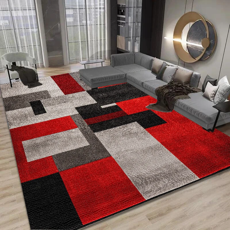 Modern Geometry Living Room Carpets Red Black Abstract Bedroom Bedside Decor Rug Sofa Table Beside Mats Large Area Rugs ковер 러그 2