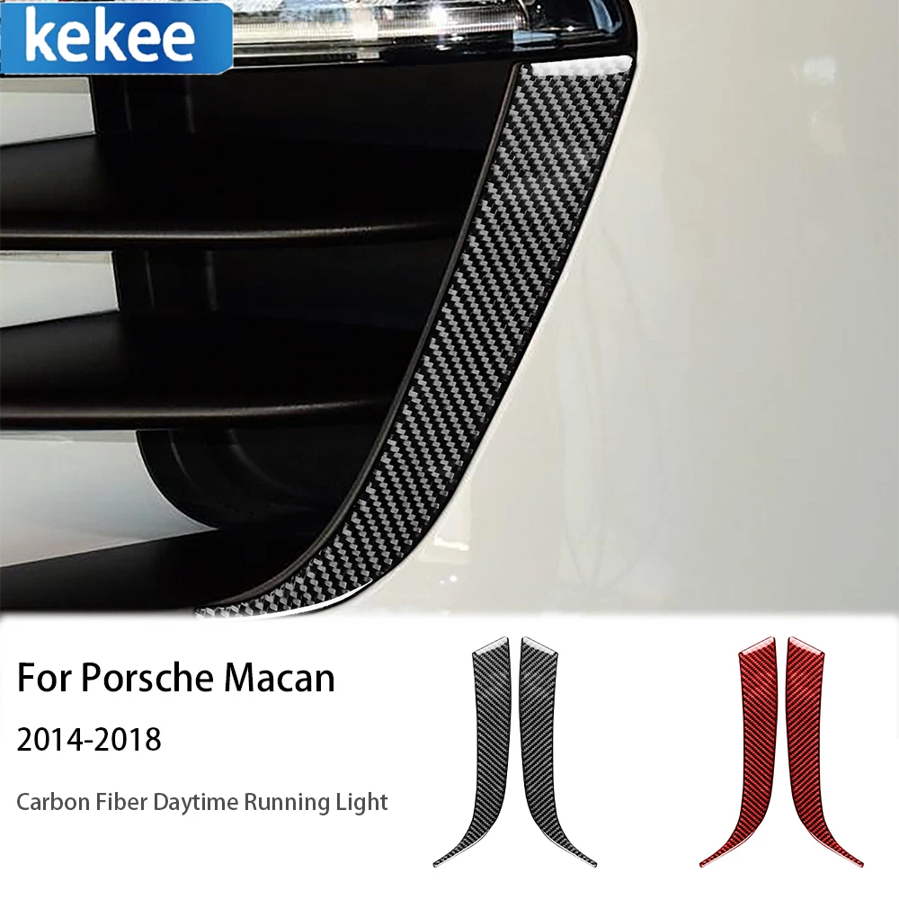 

For Porsche Macan 2014-2018 Carbon Fiber Daytime Running Light Lower Decorative Strip Cover Trim Sticker Car Exterior Parts