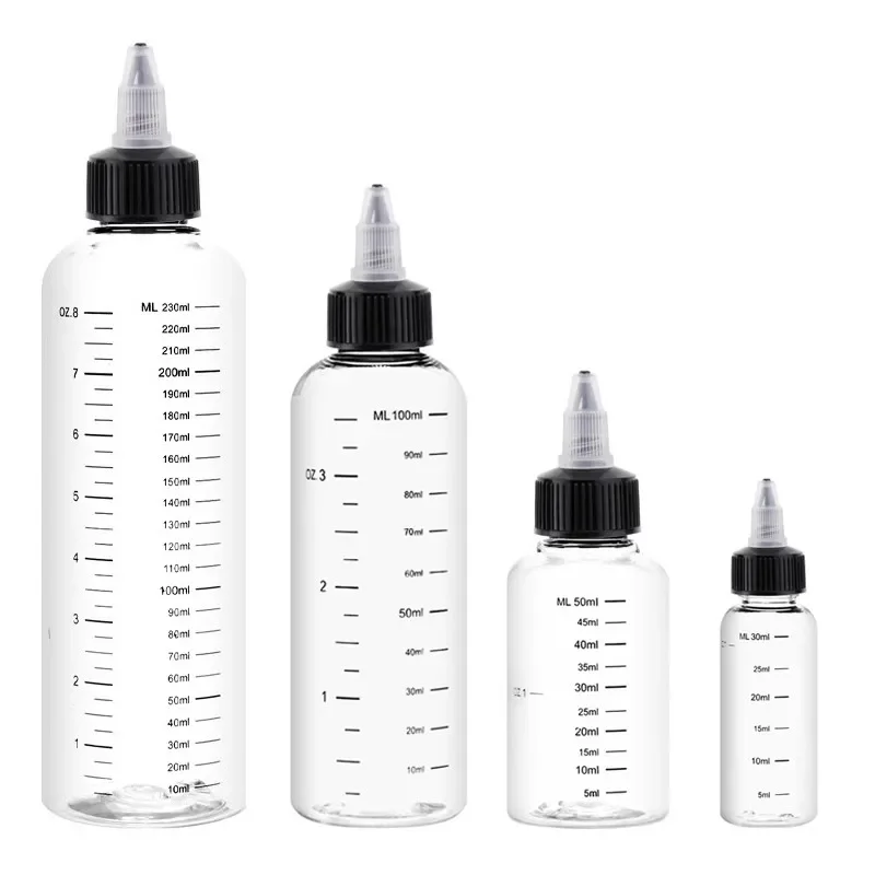 Sharp Pointed Bottle 30ML/50ML/100ML/230ML Plastic Experimental Equipment Capacity Dropper Bottle Twist Cap Teaching Pigment Ink