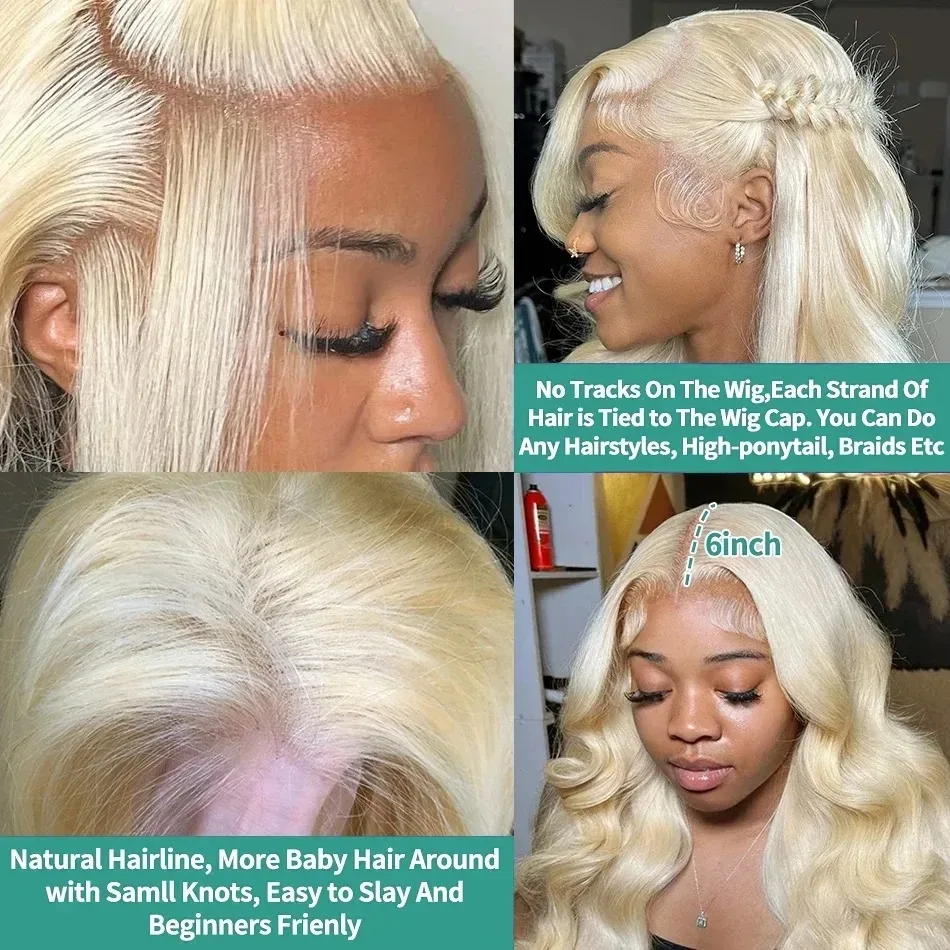 40 Inches HD 250% 613 Blonde 13x6 Lace Front Human Hair Wigs Body Wave 13x4 Lace Frontal Wig 5X5 Glueless Ready to Wear