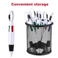 Retractable Shuttle Pens with Carabiner Clip - Pack of 4-12 Bulk 4-in-1 Multi-Colored Ink Ballpoint Pens with Keychain for Adult 4