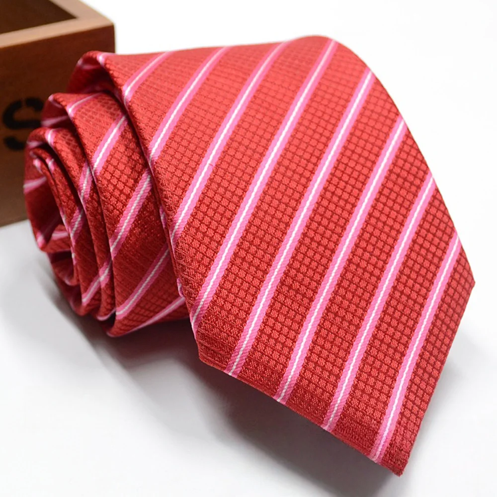 Classic Stripe Necktie - Business Formal Tie for Men 8cm Blue Black Pink Red