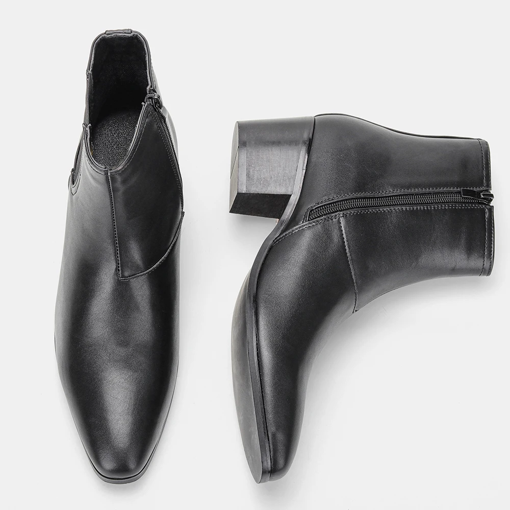 Men High Heels Boots Leather ankle boots Party/Wedding Boots For Men training boots