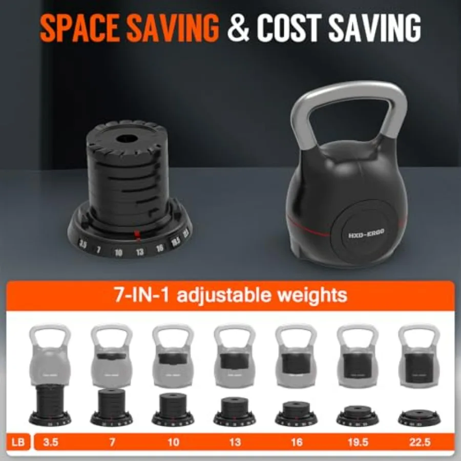 Adjustable Kettlebell Weight Set-Quickly Adjusts Weights, Comfortable Grip, Ergonomic Kettlebell Sets For Home Gym