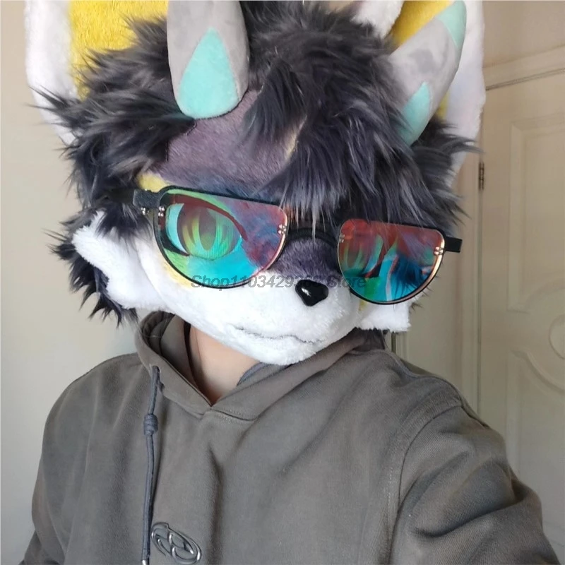 Animal Glasses Fursuit Accessories Kigurumi Mask Furry Costume Head Base Kig Fursuit Suit Halloween Kemono Head Cat