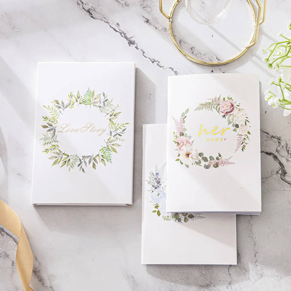 2 Pcs Wedding Vows Book Swearing Books Party His and Hers Gifts for Bride Cards Guest