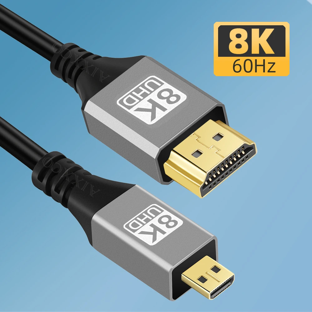 Кабель Micro HDMI-совместимый с HD 8K/60Hz адаптер линия преобразователя для камеры видеокарты монитора HD 2,1 8K